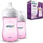 Philips Avent Natural Feeding Bottle 2 Count 260ml, Pink, Translucent, 1 month+