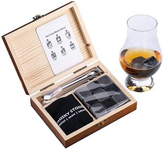 VOVZON Whiskey Chilling Stones Gift Set for Men - 9 Whisky Scotch Bourbon Stones in Wooden Box, Father's Day/Christmas/Birthday/Anniversary/Retirement Gift/Present for Father Dad Boyfriend Colleagues