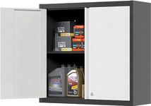 SUXXAN Metal Wall Cabinets for Storage with Lock,Steel Garage Wall Cabinet with 1 Adjustable Shelf and 2 Doors,Garage Cabinet Upper,Wall Mounted Metal Cabinet for Garage Office and Home