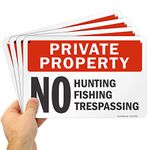 SmartSign ââ‚¬Å“Private Property - No Hunting, Fishing, Trespassingââ‚¬Â Sign | 7" x 10" Aluminum (Pack of 4)