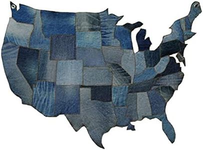 LOOMINAIRE Glory handmade recycled denim Map of Continental USA Wallhanging for Home and Office walls Large size 4'x3'