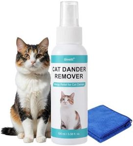 Oivolii Cat Dander Remover Spray – Natural & Safe Allergy Relief for Cats & Humans, Relieves Itchy Skin & Reduces Dander – Includes 2 Spray Heads & Cleaning Cloth