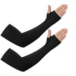 PURSUE FASHION Unisex Full Arm Fingerless Sleeves Gloves for UV, Dust, Summer, UV Sun Protection Arm Sleeves for Men & Women, Protection Arm Sleeves (Black, 1 Pair)
