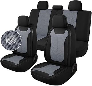 CAROMOP Car Seat Covers Premium 3D Air Mesh Cloth Full Set Washable and Breathable Automotive Vehicle Seat Covers for Cars Interior, Universal Fit for Cars, Sedans, Trucks, SUVs (Black/Gray)