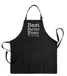 ThisWear Funny Aprons for Dad Best Farter Ever Oops Meant Father Funny Grilling Apron Two Pocket Man Apron Black