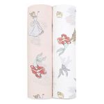 aden + anais essentials 100% Cotton Muslin Swaddle & Receiving Blanket for Baby Girls & Boys, 112x112cm, Newborn Swaddling Set, Infant & Toddler Shower Gift, 2 Pack, Disney Princess