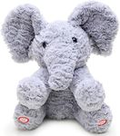 Toyland® 30 cm Peekaboo Elephant Plush Stuffed Toy – Animated Singing Toy with Double Function and Movable Ears – Perfect for Development