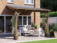 Dunster House Lean To Gazebo Kit Wall Mounted Permanent 3 x 3 Metres Garden Shelter Wooden Canopy Leviathan