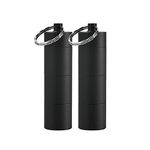 Metal Pocket Pill Boxes Keychain - (Pack of 2) for Purse for Travel, 3 Compartment Waterproof Daily Pill Container Holder for Men and Women (BS1204R Waterproof Alu Box)