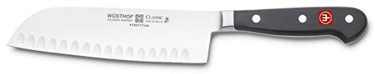 WUSTHOF 4.00229E+12 4188-7 Classic Hollow Edge Santoku Knife 7, Stainless_Steel, Black