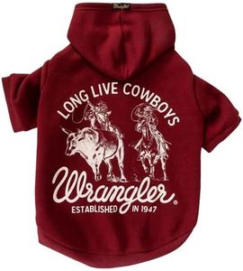 Wrangler Long Live Cowboys Burgundy Dog Hoodie Maroon XL