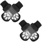 SlowTon Dog Socks - Anti-slip Pet Paw Protector for Hot Pavement Hardwood Floors - Adjustable Dog Grippers for Puppy Small Medium Large Senior Dogs to Prevent Licking Wounds Paws (M, Black(2 Pairs))