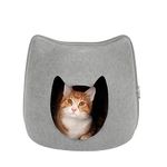 Furhaven Cat Cave for Indoor Cats, Lightweight & Stackable - Cat-Shaped Felt Cubby Hideaway - Heather Gray, One Size