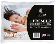 Regio Bedding Co Premier Comfort Pillows - Hotel Quality Bed Pillows 1 Pack Medium Support, Pillow for Back, Stomach and Side Sleepers, Hypoallergenic and Machine Washable, Pillows made in the UK