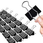 Extra Large Binder Clips 2 Inch Black 24 pcs, Binder Clips 51mm 2 Inch for Teacher School Office and Business