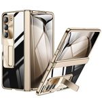 spoovcto for Samsung Galaxy Fold 5 Phone Case: Spring Hinge Protection [Not Yellowing] Electroplating Frame + Clear Transparent Hard Back - Stylish Luxury Cover for Samsung Fold 5 5G 2023