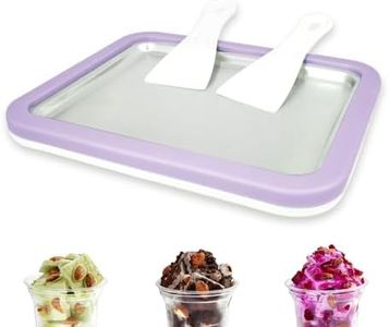 Rolled Ice Cream Maker Instant Ice Cream Maker with 2 Spatulas Frozen Yoghurt Plate Homemade DIY Instant Gelato Pan/Roll (Lavender)