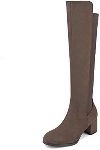 DREAM PAIRS Stivali Donna Scarpe Ginocchio Tacchi Classico Tinta Unita Stivali Donna Slip-On,Size 39,Cachi,Jennifer-3