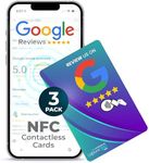 Capture 360 NFC Business Google Review Tap Card, Contactless, Enhances SEO, Saves Time, User-Friendly, Reusable, Boosts Online Presence & Encourages Business Feedback (Blue, 3-Pack Google Cards)