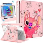 Trendy Fan for iPad 10th Generation Case 10.9 Inch 2022 Cute Cartoon Kawaii for Girls Kids Girly Women Design Covers,360 Degree Rotating Folio Stand Pencil Holder for Apple i Pad 10 Gen inch,Stit