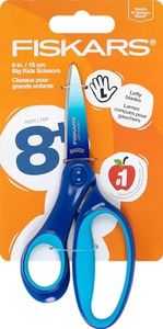 Fiskars 6" Left-Handed Big Kids Scissors for Ages 8-11, Scissors for School or Crafting, Back to School Supplies, Ombre Blue-Turquoise