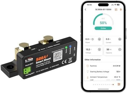 Litime 500A Bluetooth Battery Shunt, Compatible with 8Vā120V Lead Acid, LFP, Lithium, AGM Batteries, SOC, Alarm Alerts, History Records, App Monitoring, Ideal for RV/Marine/Off-Grid