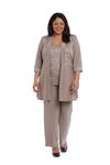 R&M Richards Women's Plus Size Lace Pant Set, Mocha, 14 Plus