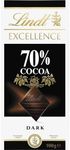 Lindt Excellence 70 Percent Cocoa Dark Chocolate 100 g