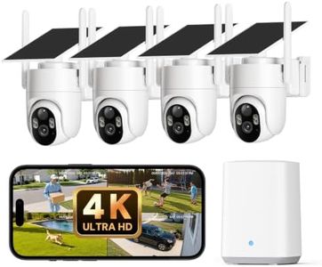 ELYSOO 4K Security Cameras Wireless Outdoor, No Subscription, Solar Camera for Home Security System, Encrypted Local Storage, 360° PTZ with Auto Tracking, Color Night Vision, 4-Cam Kit