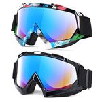 Adult Motorcycle Goggles, 2-Pack ATV Dirt Bike Goggles for Youth, Teens, Men & Women, Wide Vision Riding Off-Road Goggles