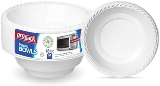 [50 Count] Disposable Plastic White 18 oz Heavy Weight Bowls, Great For Weddings, Home, Office, School, Party, Picnics, Take-out, Fast Food, Outdoor, Events, Or Every Day Use, By ProPack
