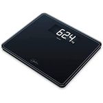 Beurer GS410 Signature Line Glass Bathroom Scale - Black | XXL standing area | Made from safety glass for a robust and stylish finish | XXL digital display | 200kg weight capacity, 73576