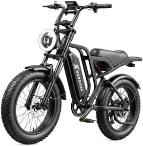 XHURDYUA Electric Bike for Adults, 1500W Peak Motor & 48V 15Ah Removable Battery, 20" Fat Tire All-Terrain E-Bike, Dual Suspension, 60 Miles Range, 7-Speed Commuter Bicycle (Black)