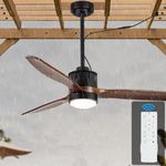 EKIZNSN 52'' Outdoor Ceiling Fans Waterproof with Light for Patios/Gazebo/Pergola, 16-feet Extension Cord Included