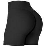 Sunzel Women's Biker Shorts with Hidden Scrunch, High Waisted Butt Lifting Gym Workout Yoga Running Shorts with Tummy Control 6" Inseam Black X-Large