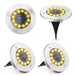 Micacorn Disk Lights Solar Powered Ground Lights, 4 Pack Waterproof Disk Ground Lights Solar Ground Lights 48LEDs Decking Lights Pathway Lights for Garden Lawn Yard Landscape Walkway