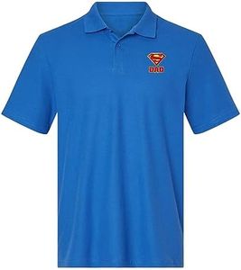 Popfunk Superman Super Dad Shield Logo Cotton Polo Shirt (Royal, Large)