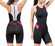 Santic Womens Premium Padded Triathlon Tri Suit Compression Duathlon Running Swimming Cycling Skin Suit