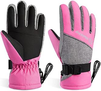 Walsking Kids Winter Snow&Ski Gloves-Youth Thinsulate Waterproof Cold Weather Gloves for Skiing,Snowboarding,Shoveling-Fits Toddlers,Junior Boys and Girls, Pink, Small(Fits 6~9years old)