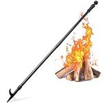 31'' Fireplace Poker, Camping Fire Poker for Fire Pit Outside, Heavy Duty Outdoor Indoor Fire Stoker, Firepit Tools Accessories for Party Campfire (46 inch, Black)