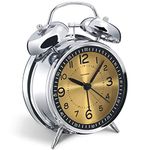 Peakeep Loud Alarm Clock for Heavy Sleepers Adults, Metal 4 Inches Twin Bell Battery Operated Alarm Clocks for Bedrooms Decoration (Golden)…