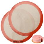 Round Silicone Baking Mats for 10 inch Cake Pan, 10 Inch Cake Mat/Tortilla Press Liner/Pizza Mat/Dough Mat for Cake/Tortilla/Pie/Pizza/Dough/Pastry, Food Grade Non-Stick Reusable(Round 9.65", 2PCS)