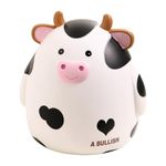 Syfunlv Cow Piggy Bank,Plastic Animal Cow Large Capacity Money Banks with Opening,Unbreakable Cow Coin Saving Box,Gift For Boys And Girls,Saving Jar or Keepsake for Home or Office Décor (White)