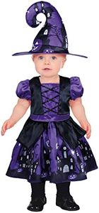 FIESTAS GUIRCA Disfraz de Brujita Lila Mágica para Bebé Niña - Disfraz Halloween de Bebé con Sombrero de Bruja 12-18 Meses