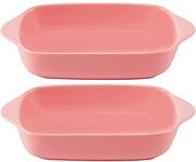 Trifecta Ceramics baking dish Matte-colored rectangular casserole dish with Handle for Oven Ceramic Baking Pan Lasagna Casserole Pan Individual Bakeware 9x5 inch (Pink Pack - 2)