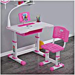 FURNITURE FIRST CORDIS Imported Kids Study Table & Chair ! Children Desk ! Kids Desk ! Height Adjustable ! LED Light ! Bookshelf ! Maintains Posture & Comfort ! Ergonomic ! Age 3-16 Years ! Pink