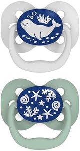 Dr Brown's Natural Flow Baby,Infant Silicone Dr. Brown's Advantage Pacifiers, Stage 1, Glow in The Dark, Pack of 2, Blue, Birth+ to 6M