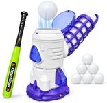Kikapabi Baseball Launcher Toy for Kids, Remote Control Bat Set, 6 Balls | Mini pitching machine, lights & music, extendable bat, batting practice, hand-eye coordination, indoor/outdoor toy, ages 3+