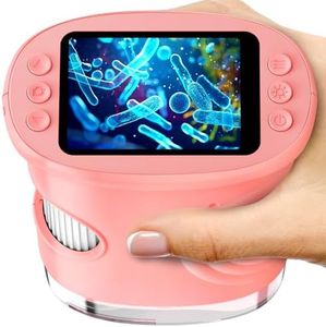 1000X Handheld Digital Microscope for Kids with 2.0" IPS Screen, Portable STEM Science Lab Toy, Rechargeable Pocket Microscope Educational Gift for Boys & Girls Age 4-6 8-12, Pink