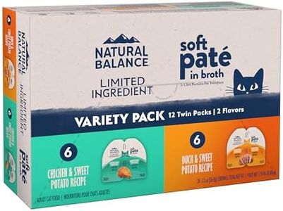Natural Balance Limited Ingredient Split Cup Variety Pack - Chicken and Duck with Sweet Potato Recipe Soft Pate Wet Cat Food for Sensitive Stomachs and for Healthy Digestion, 2.6 oz. Case of 12